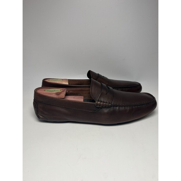 Two Boot New York Adam Derrick Drivers Brown Leather Penny Loafers Italy Sz 11 - Picture 2 of 10